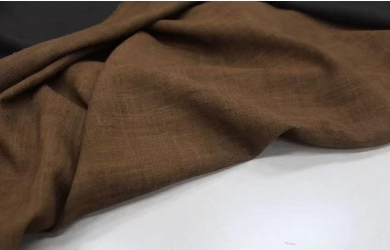 OSYMXTQ - 40 Momme ZEN Style Black and Brown Plant Dyed Handmade Mud Linen - 140cm wide by the Yard