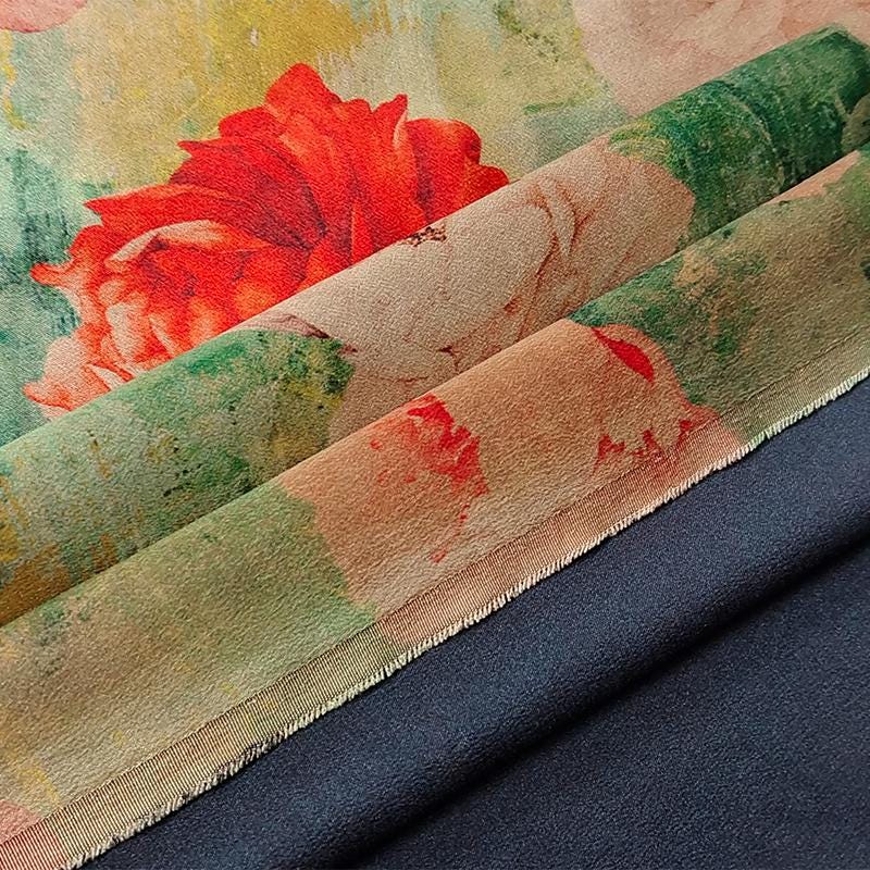 GUYMGY - Handmade 40 Momme Jacquard Mud Silk Satin Fabric - 112cm By the Yard