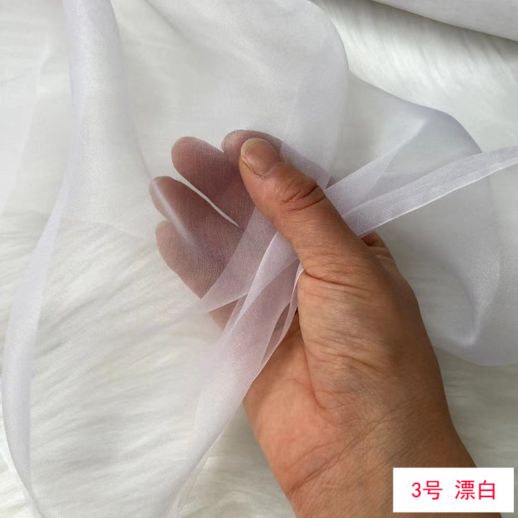 CUNSOG - 6 momme White Series Solid-colored Stiff Tulle Silk Organza Fabric - 135cm wide by the Yard