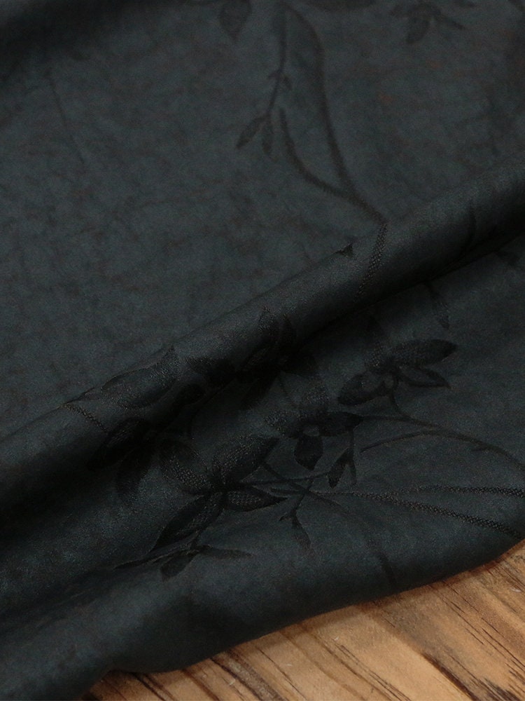 CRBELL - Coffee Red 28 Momme Handmade Jacquard Plain Satin Plant Dye Mud Silk Fabric, 135cm by the Yard