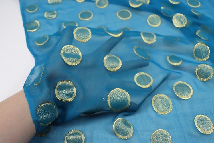 JFHLQQ - 9 Momme Golden Thread Weave Silk Georgette Fabric - 115cm wide by the Yard