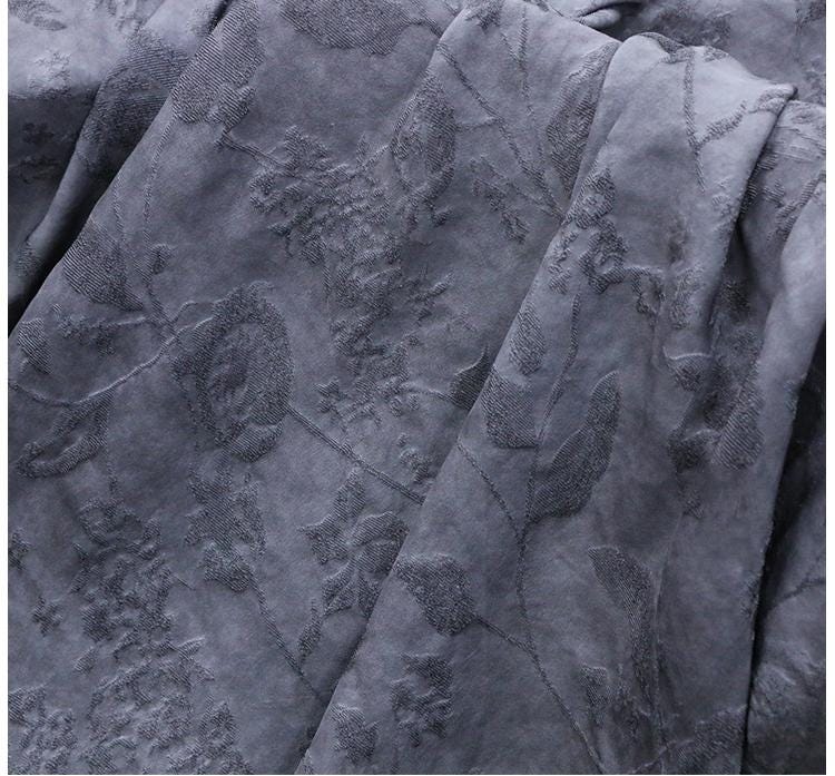 PUGOYI - 19 Momme Vintage Style Dirty Purple Tussah Silk Jacquard Silk Fabric - 125cm wide by the Yard