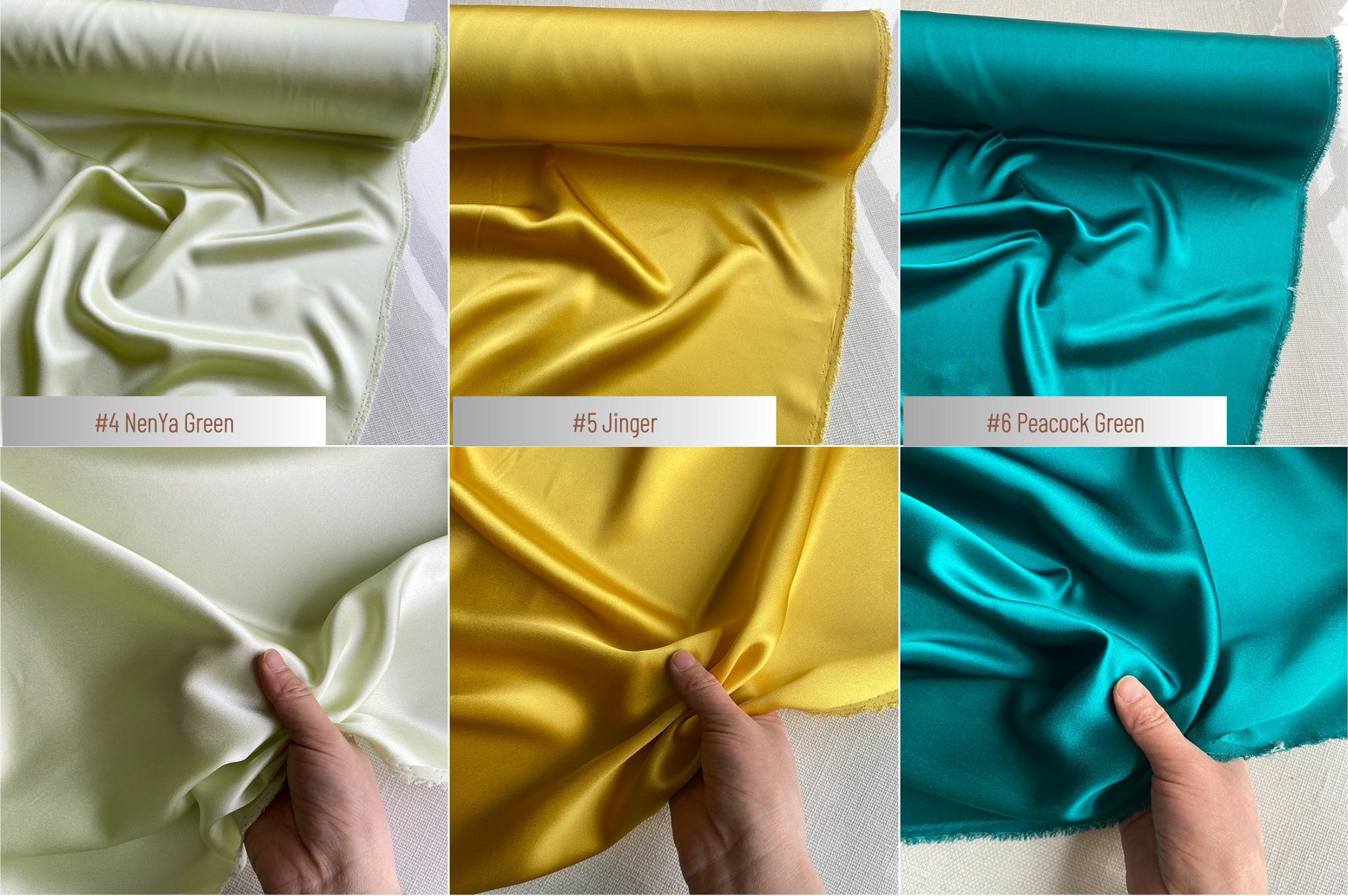 100% Silk Charmeuse, 22 Momme solid 50 colors, 114cm wide by the yard