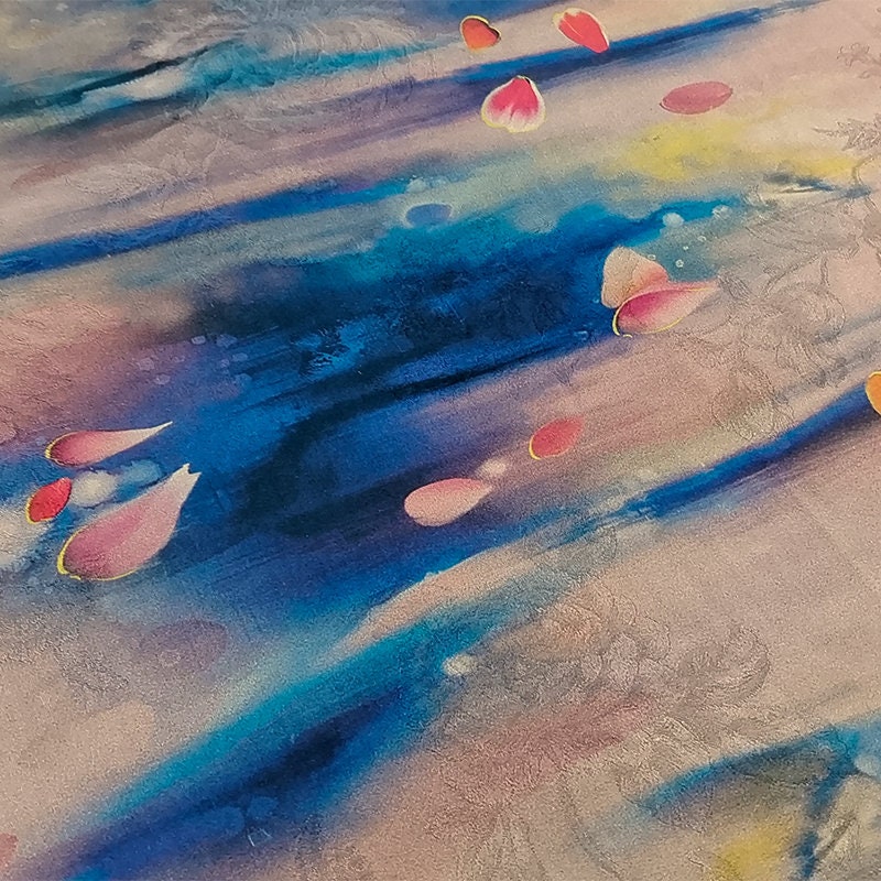 HBY - Handmade 40 Momme Jacquard Mud Silk Satin Fabric By the Yard