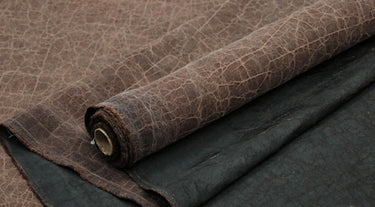 CRACKS - Black and Brown 22 Momme Handmade Plant Dye Mud Silk Fabric, 110cm by the Yard