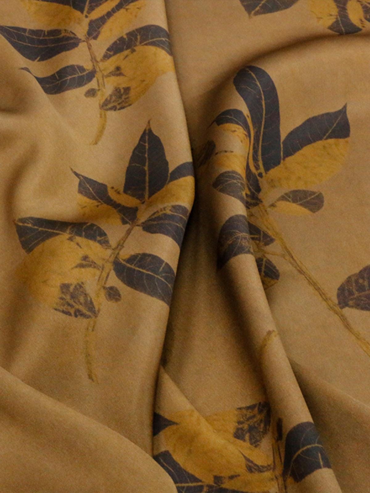 KASFEY - Handmade 38 Momme Maple Leaves Digital Printing Mud Silk Satin Fabric -108cm By the Yard