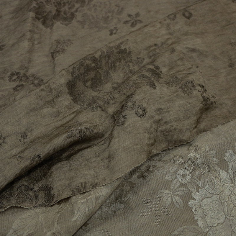 DIRTYH - Handmade Dirty Dyed Heavyweight Tussah and Linen Blended Jacquard Silk Fabric - 137cm By the Yard