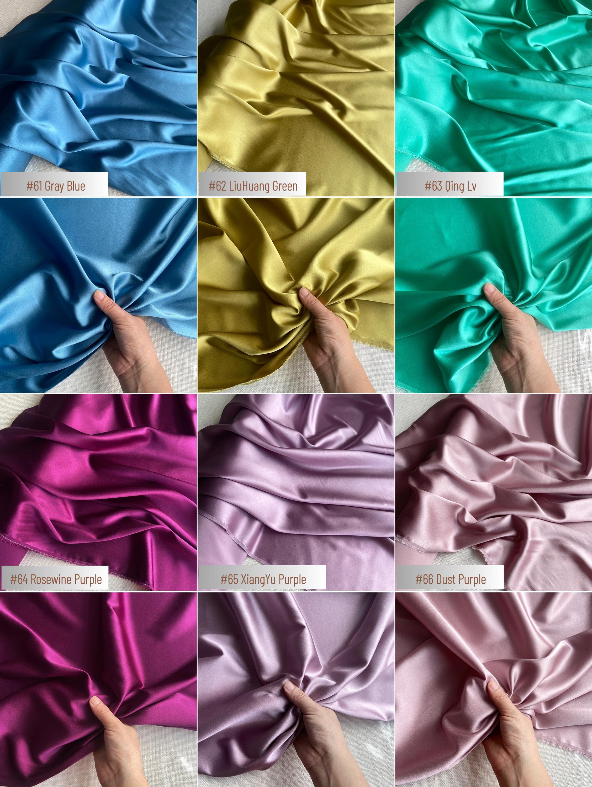 Stretch 90% Silk Charmeuse, 19 Momme solid 80 colors, 140cm wide by the yard