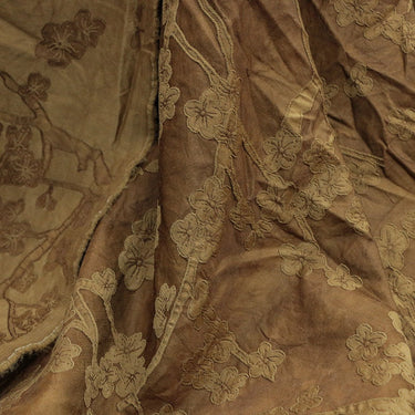 BLIE- Natural Mulberry Silk Wool Plant Dyed Silk Wool Jacquard Satin Fabric - 135cm by the Yard