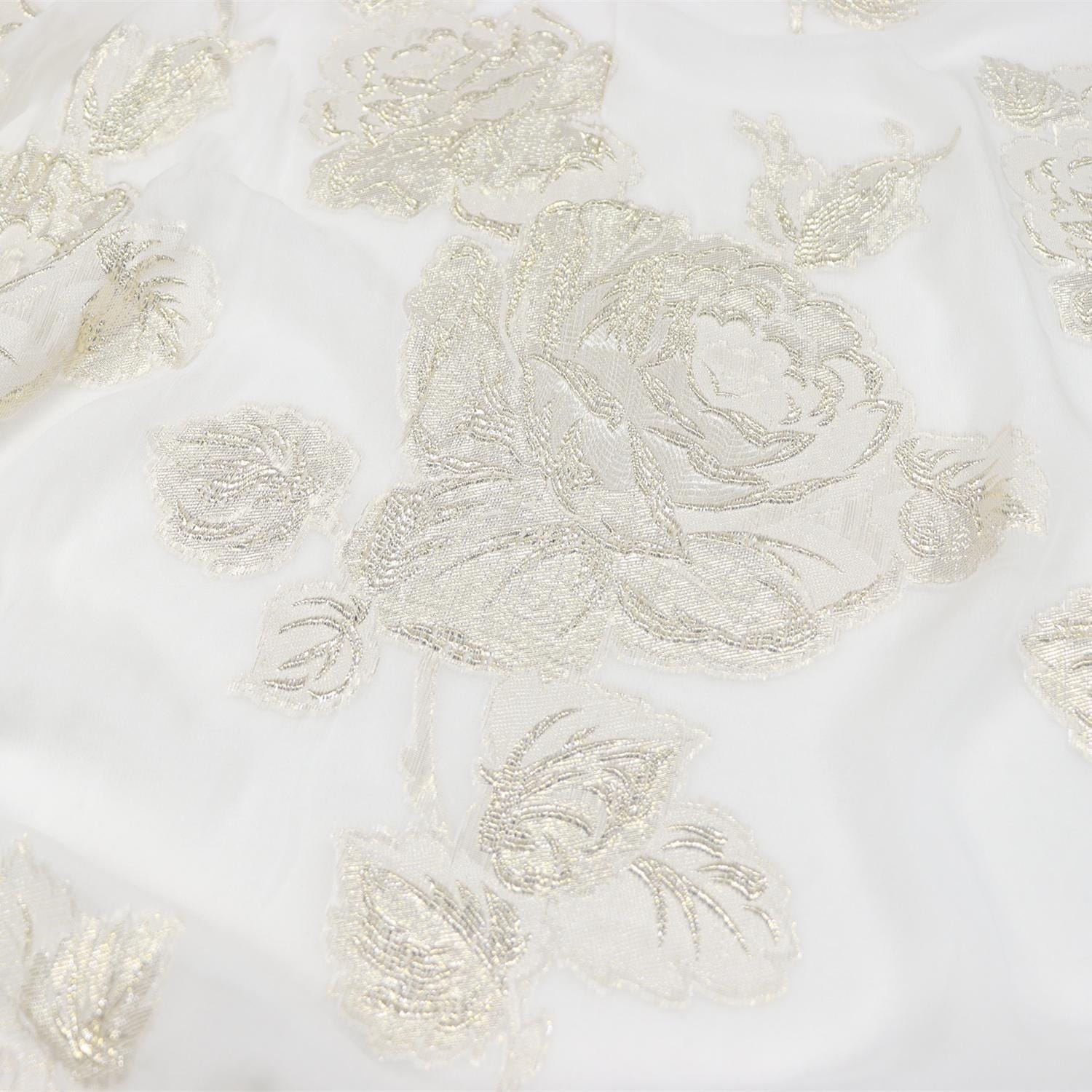 JFHBDD - 14 Momme Golden Thread Weave Silk Georgette Fabric - 140cm wide by the Yard