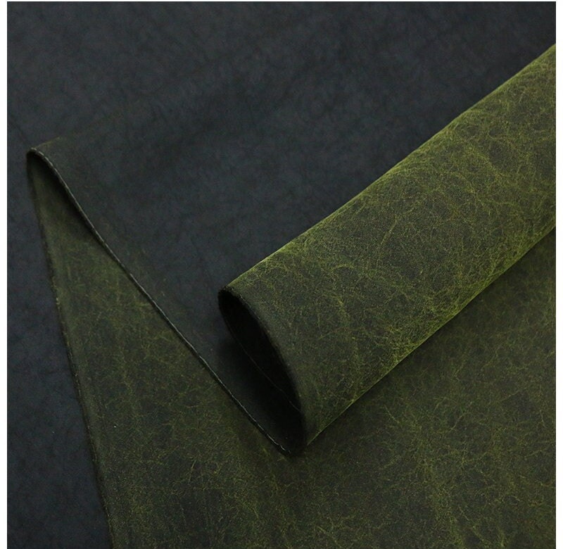 LVGUIW - Green Grass Cracks 25 Momme Handmade Plant Dye Mud Silk Fabric, 110cm by the Yard
