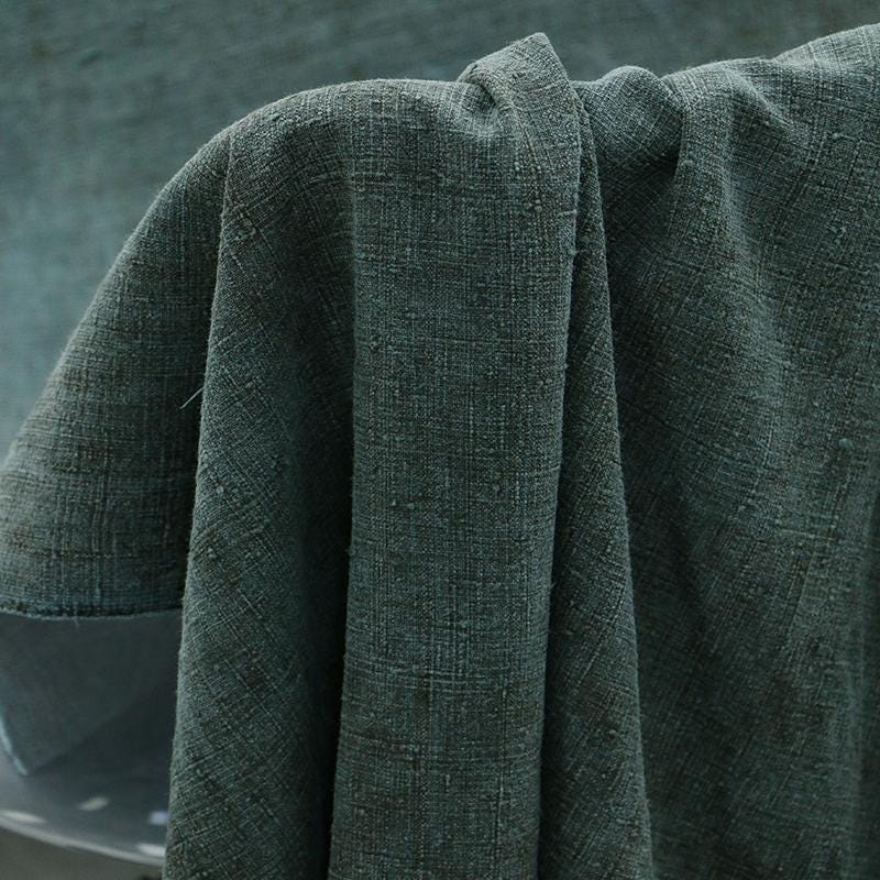 GEDACA - Handmade Gray Blue Gambiered Ganton Gauze Silk Fabric By the Yard
