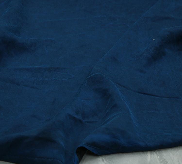 LZGLXY - 21 Momme Royal Blue Handmade Jacquard Plain Satin Plant Dye Mud Silk Fabric, 110cm by the Yard