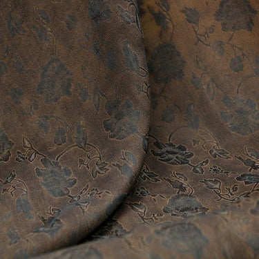 LZHLCY - Handmade 22 Momme HUALUO Natural-colored Flowers Jacquard Mud Silk Fabric (Openwork texture) - 130cm by the Yard