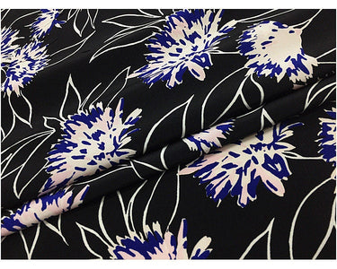 SONGHUA - 16 momme Floral Print Silk Crepe de Chine Fabric - 114cm wide by the Yard