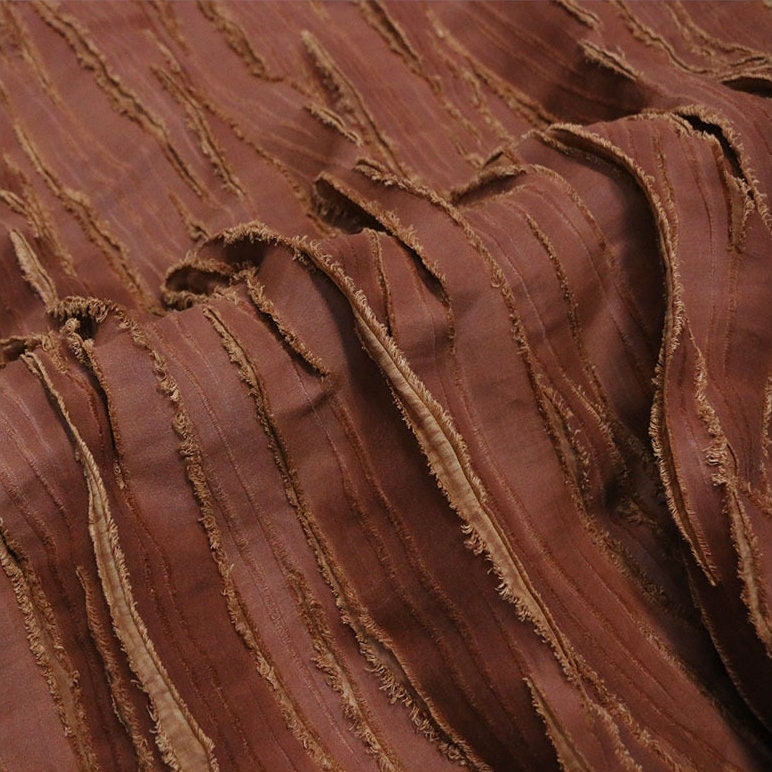 HONGLIANG - Handmade Plant Dye HongYunSha Special Cut Flower Silk Linen Fabric - By the Yard