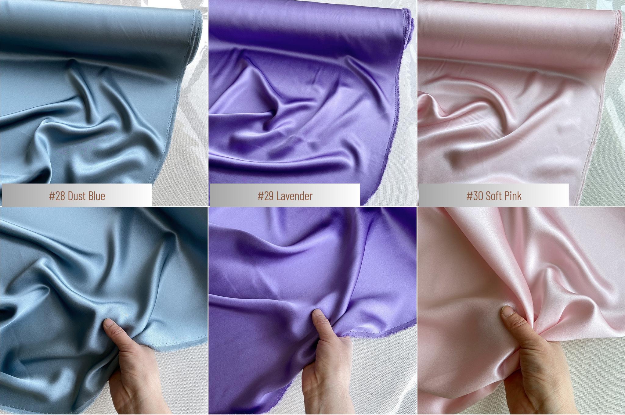 100% Silk Charmeuse, 22 Momme solid 50 colors, 114cm wide by the yard