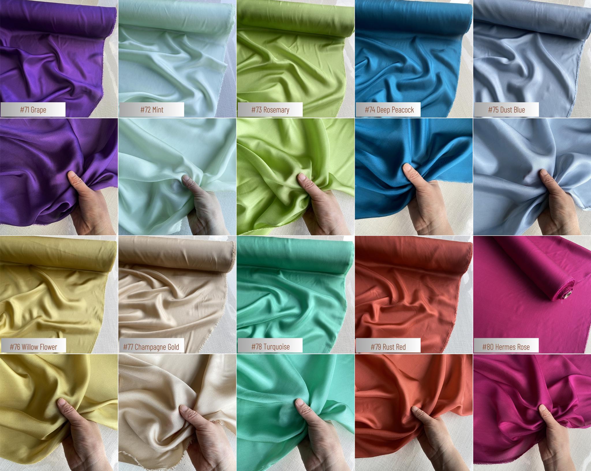 Color #41-80 - 8 Momme 80 Solid Colors Habotai Silk Fabric for Prom Dresses - 114cm wide by the Yard