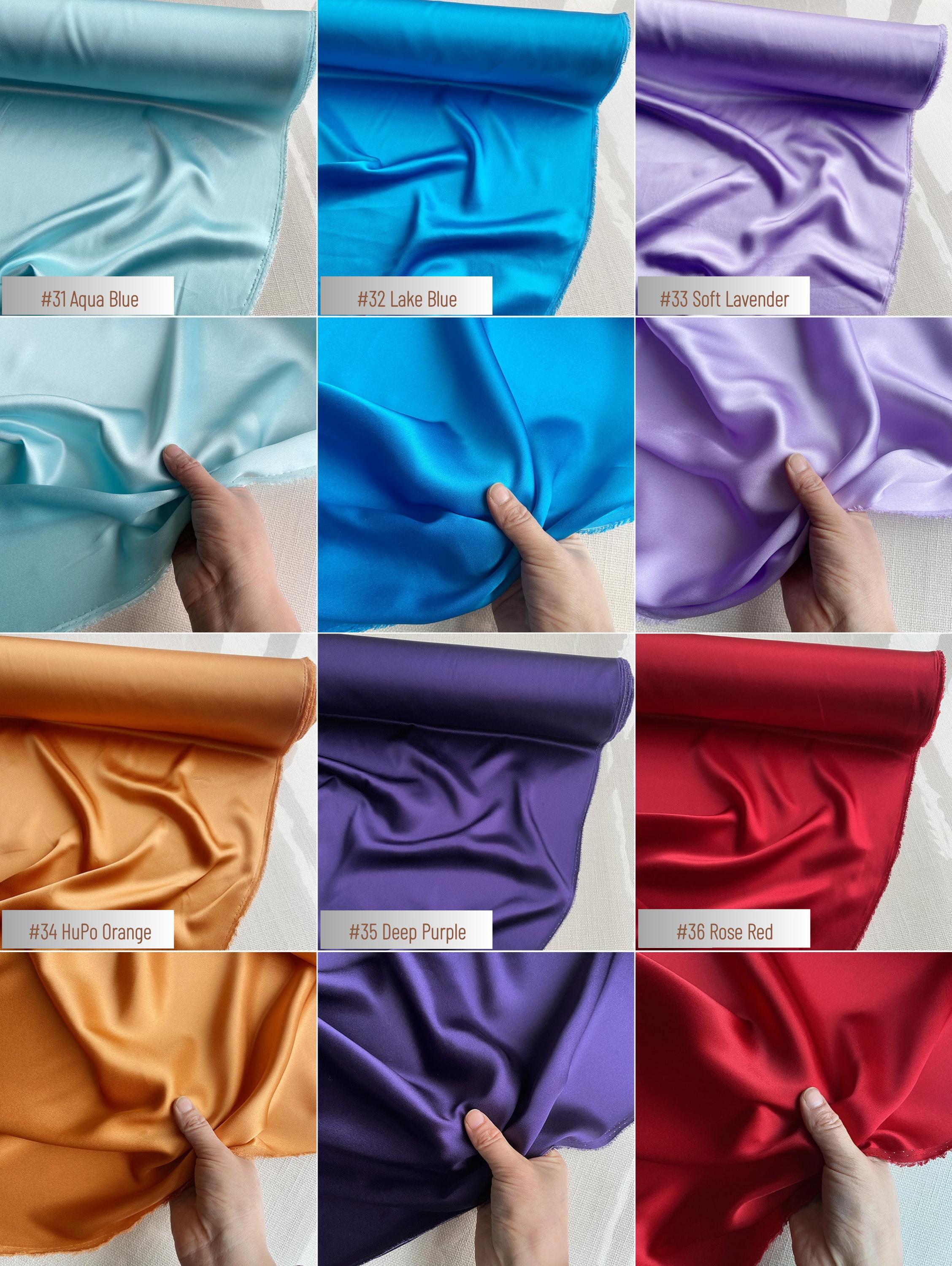 100% Silk Charmeuse, 19 Momme solid 60 colors, 114cm wide by the yard