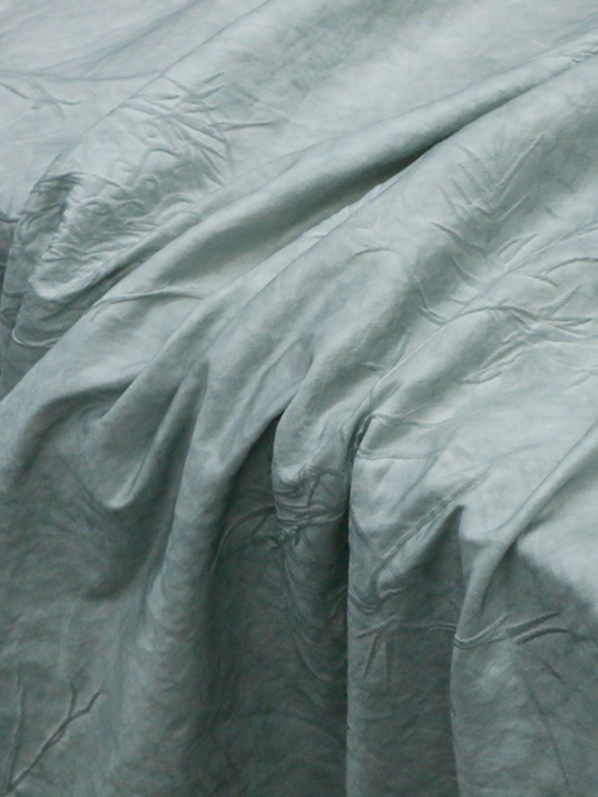 HUGANR - 28 Momme Dirty Dyed Lake Blue Silk cotton-Linen Jacquard Satin Silk Fabric - 138cm wide by the Yard