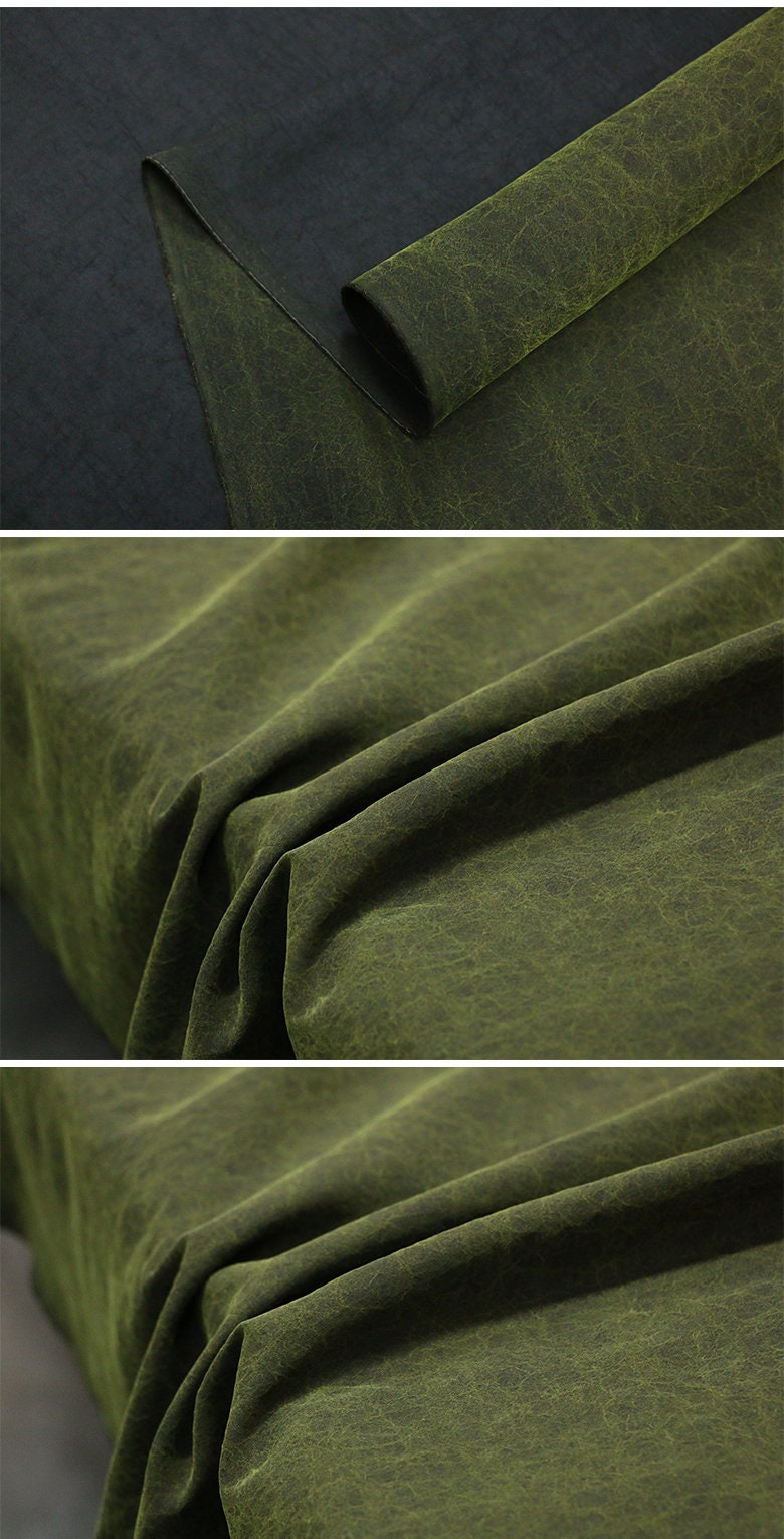 LVGUIW - Green Grass Cracks 25 Momme Handmade Plant Dye Mud Silk Fabric, 110cm by the Yard