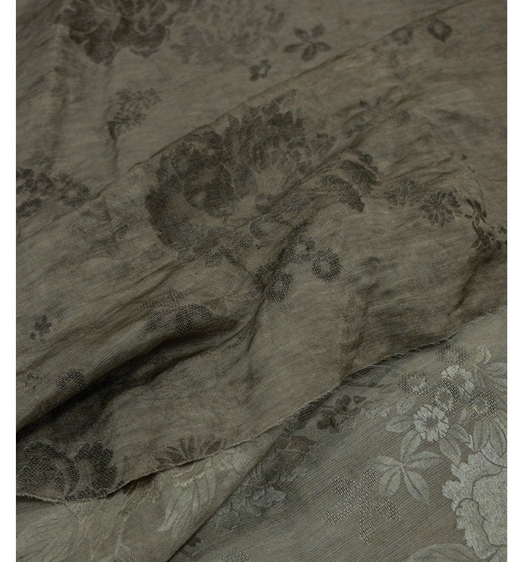 DIRTYH - Handmade Dirty Dyed Heavyweight Tussah and Linen Blended Jacquard Silk Fabric - 137cm By the Yard