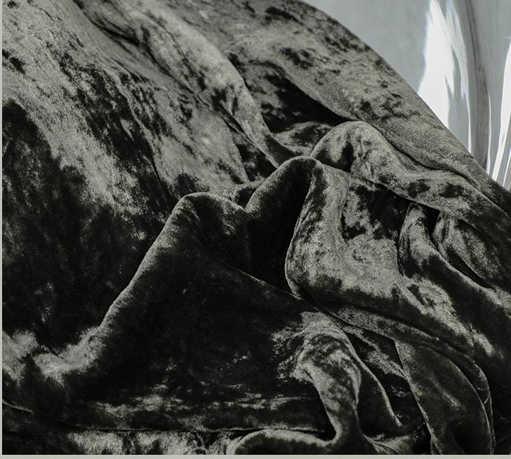 NIHUI - Handmade Plant-dyed Mud Gray Niche Silk Velvet Fabric - 125cm wide by the Yard