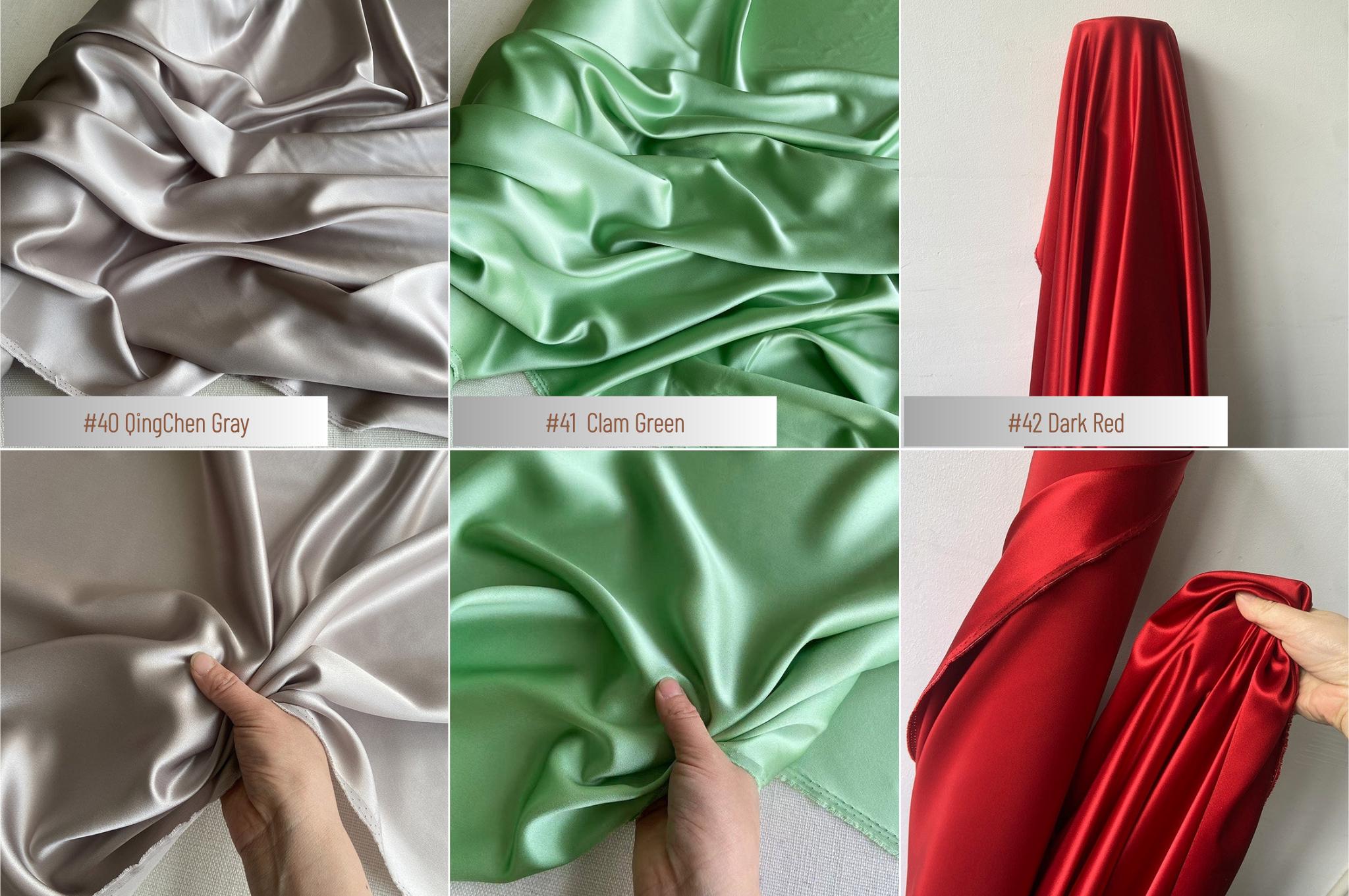 100% Silk Charmeuse, 22 Momme solid 50 colors, 140cm wide by the yard