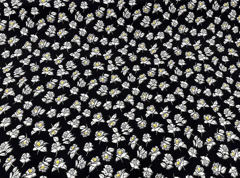 SQHDIH - 20 Momme Floral Print Double Joe Satin Silk Fabric - 135cm wide by the Yard