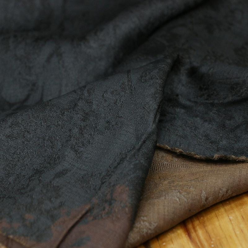 TRLKZC - Handmade 24 Momme Ancient Style Jacquard Natural Tussah Silk Mud Silk Satin Fabric - 130 cm By the Yard