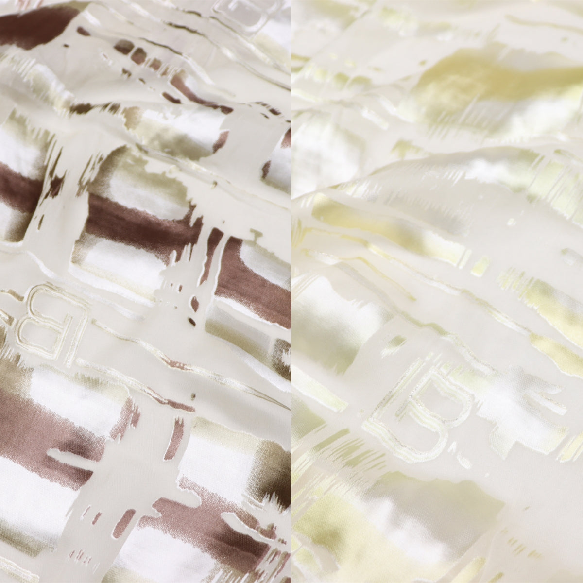 JFHJSF - 16 Momme Metallic Irregular Square Letters Pattern Sheer Burnout Silk Devore Satin Fabric - 114cm wide by the Yard