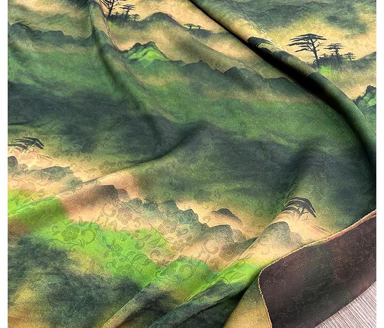 FNGJN - Handmade 25 Momme HUALUO Jacquard Mud Silk Fabric (Openwork texture) - 113cm by the Yard