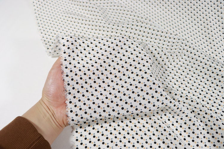XIBODIAN - 14 momme Small Polka Dot Print Silk Crepe de Chine Fabric - 138cm wide by the Yard
