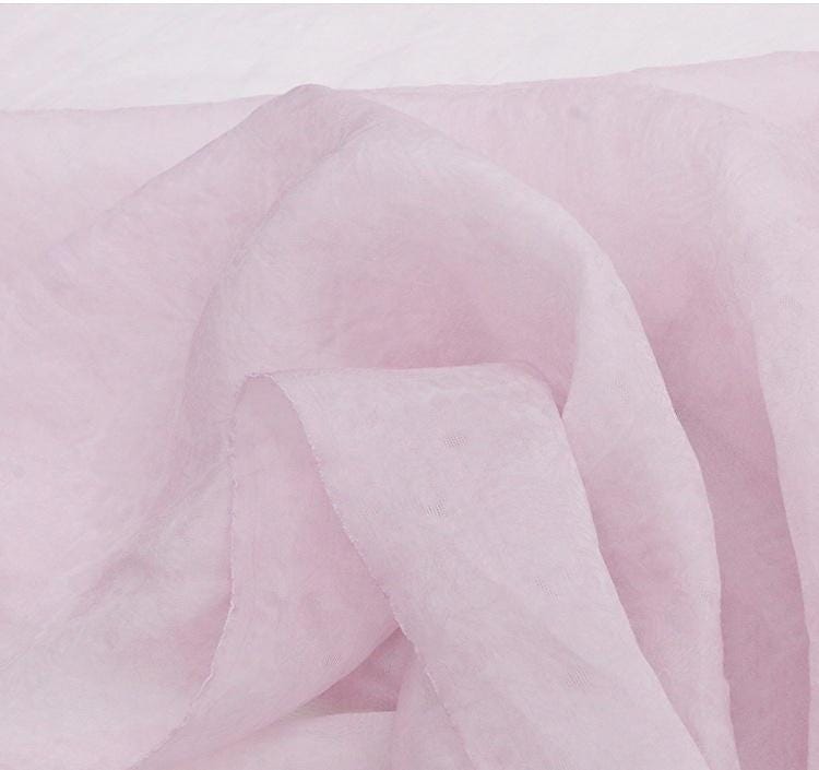 YANFEN - 16 Momme Vintage Style Dirty Dyed Sakura Powder Jacquard Crepe Satin Silk Fabric - 130cm wide by the Yard