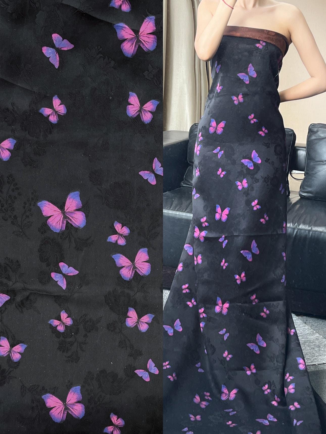 DQHDZH - Handmade 26 Momme HUALUO Jacquard Mud Silk Fabric (Openwork texture) - 110cm by the Yard