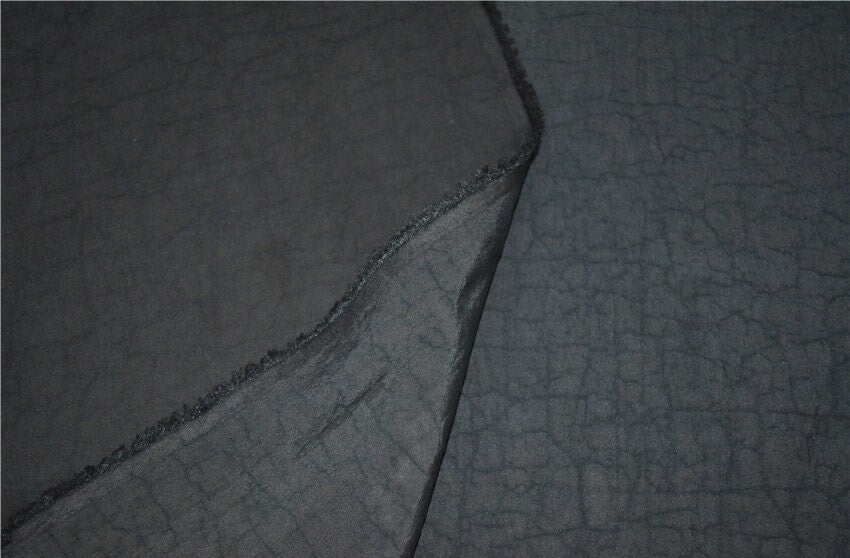 SHUANGHEI - Handmade 22 Momme Both-sides Black Cracked Mud Silk Fabric 110cm By the Yard