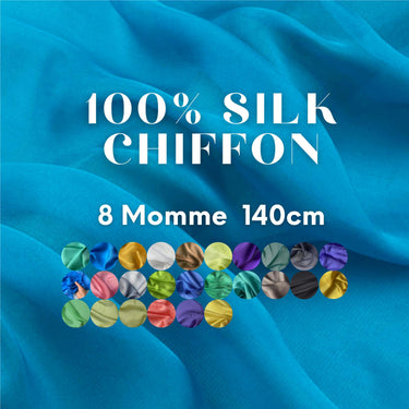 34 Solid Colors - 8 momme Silk Chiffon Fabric - 140cm wide by the Yard
