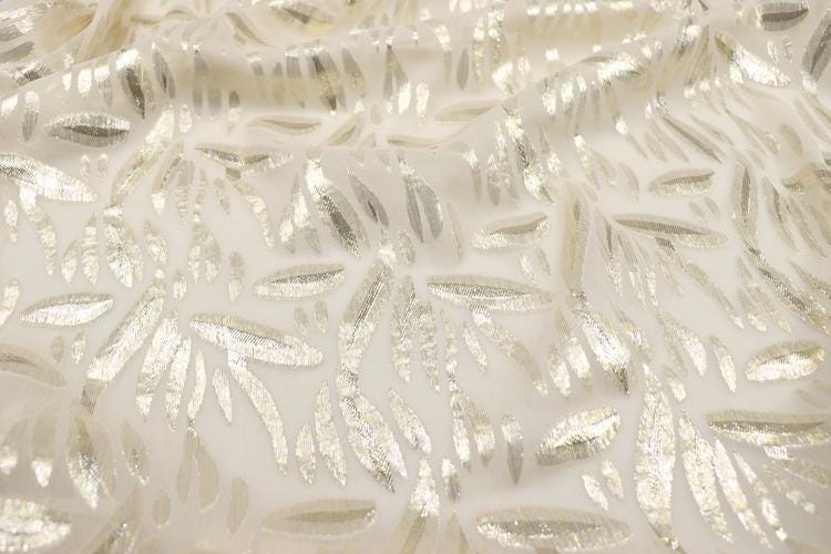 JFHKHZ - 12 Momme Golden Thread Weave Silk Georgette Fabric - 135cm wide by the Yard
