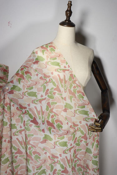 BUGZYI - 8 Momme Fresh Unique Irregular Print Silk Georgette Fabric - 130cm wide by the Yard