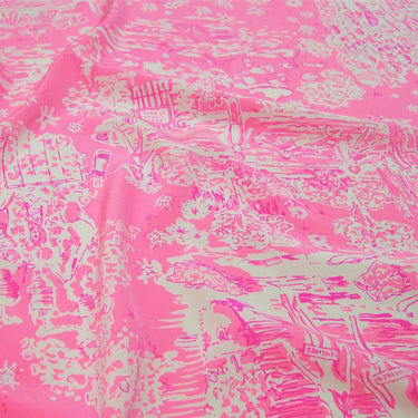 MFENAD - 24 momme Abstract Doodle Print Stretch Silk Crepe de Chine Fabric - 138cm wide by the Yard