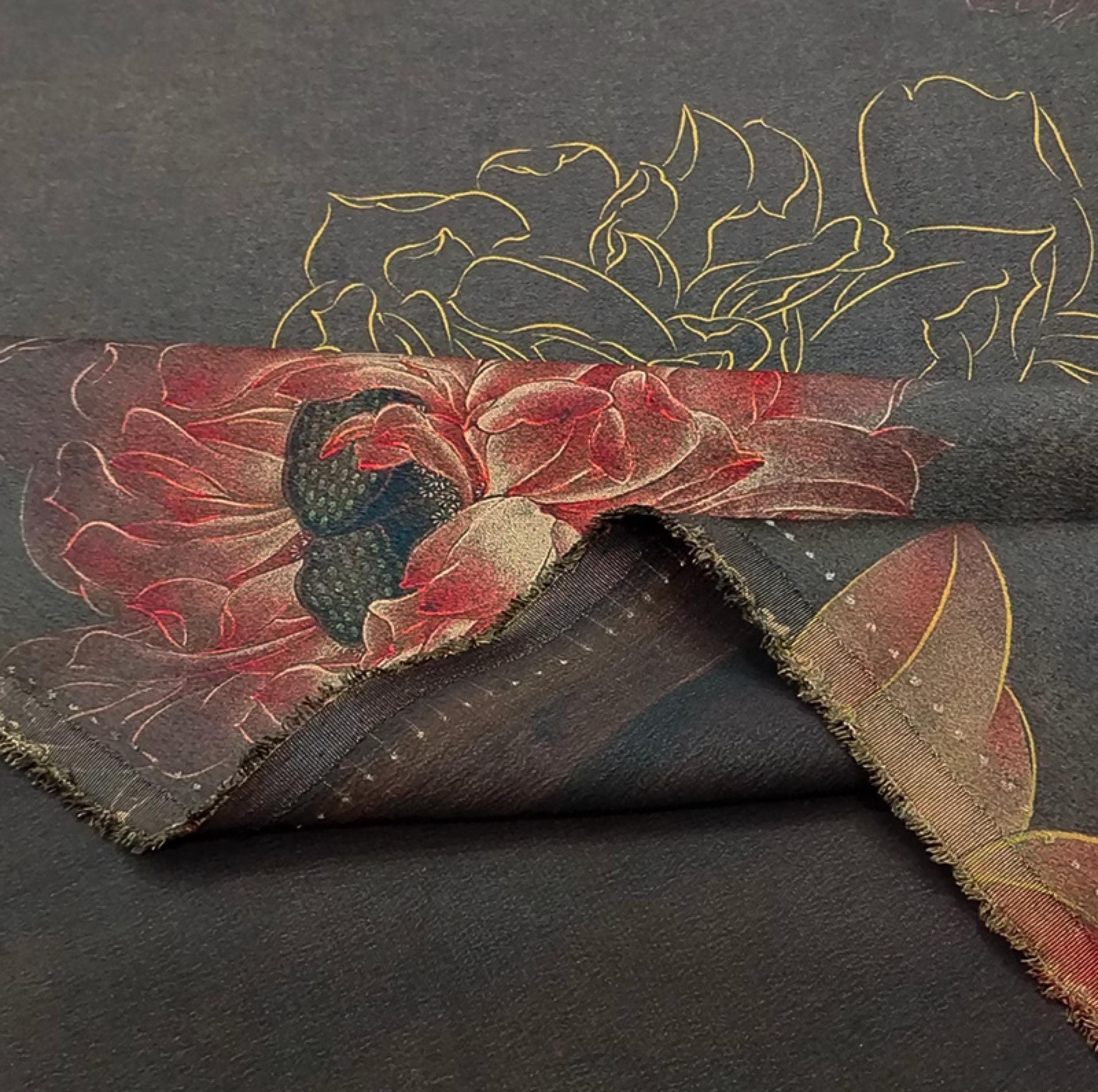 GUYHHP - Handmade 40 Momme Mud Silk Satin Fabric - 112cm By the Yard