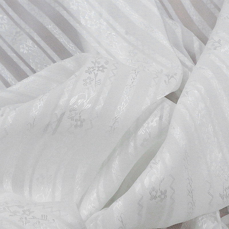 GVHUA - 16 Momme Handmade Striped Jacquard Silk Satin Fabric - 110cm by the Yard