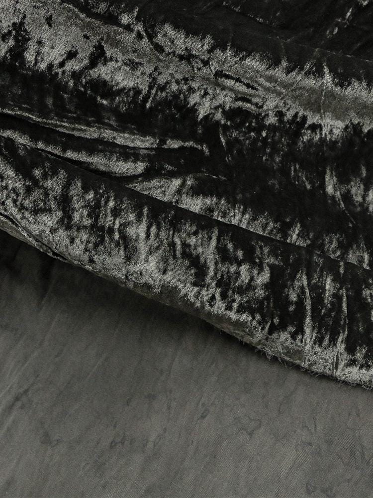 NIHUI - Handmade Plant-dyed Mud Gray Niche Silk Velvet Fabric - 125cm wide by the Yard