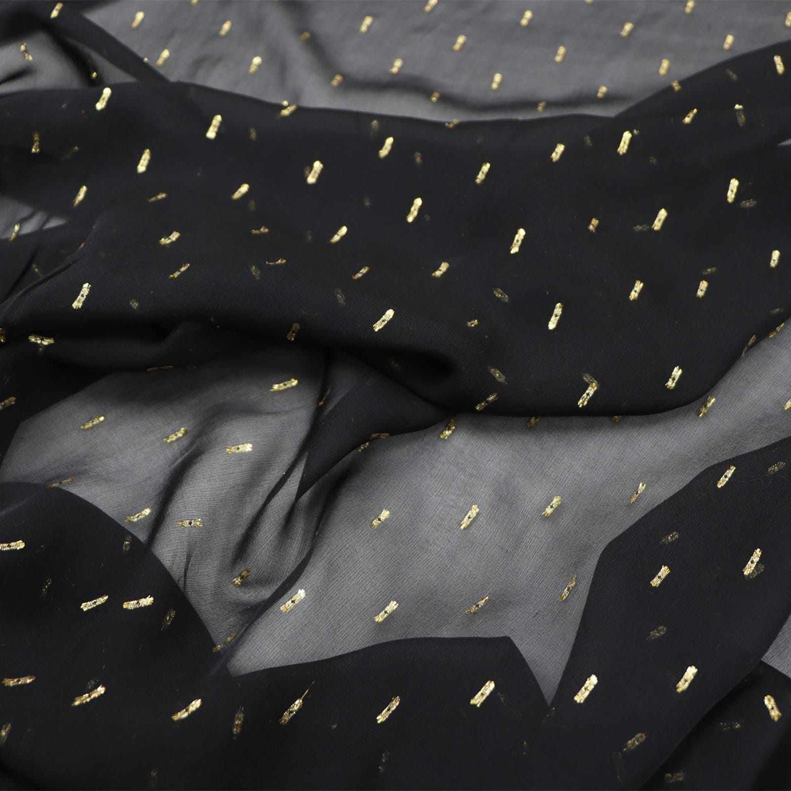 JFHHJJ - 10 Momme Golden Thread Weave Silk Georgette Fabric - 114cm wide by the Yard