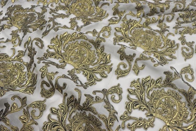 JFHBSZ - 22 Momme Golden Thread Weave Silk Georgette Fabric - 140cm wide by the Yard
