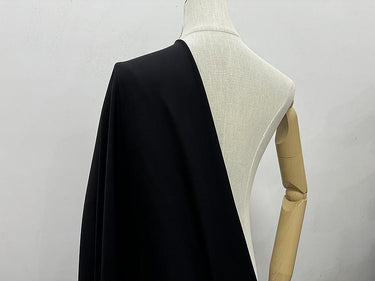 SQCUNH - 23 Momme Solid Color Black Double Joe Satin Silk Fabric - 137cm wide by the Yard