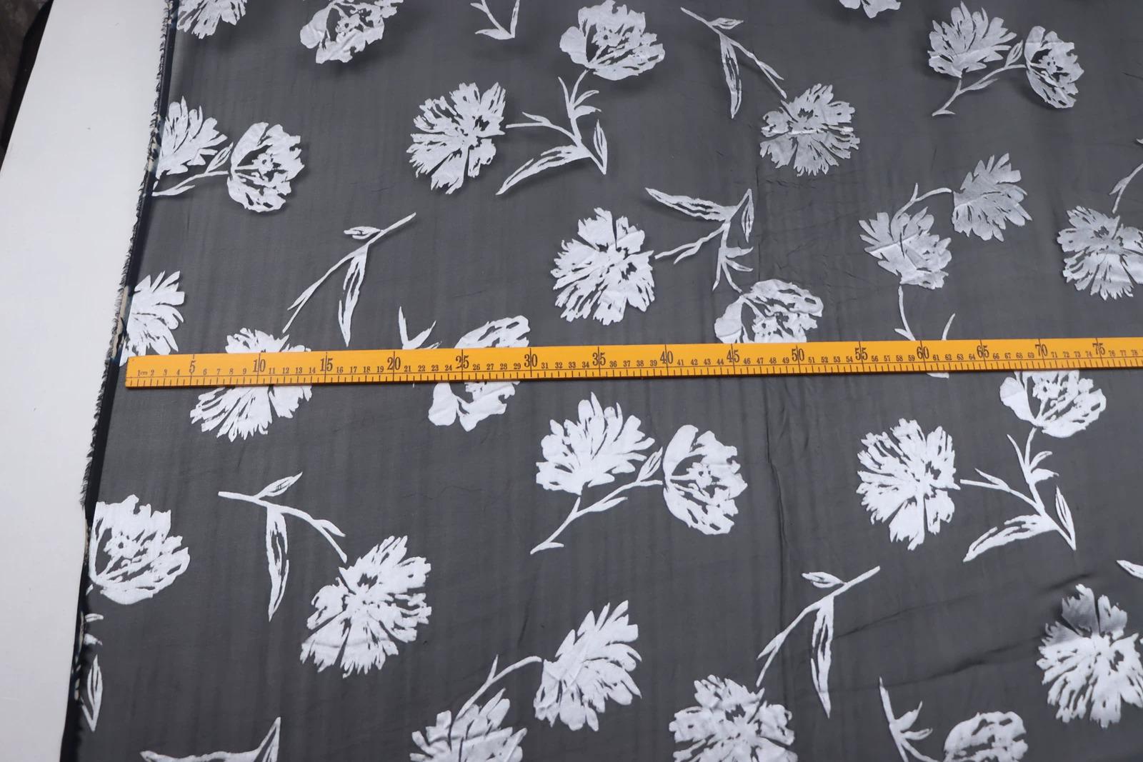 JFHKFHDH - Silk Devore Satin Fabric, 10 Momme Burnout Big Floral , 138 cm Wide by the Yard
