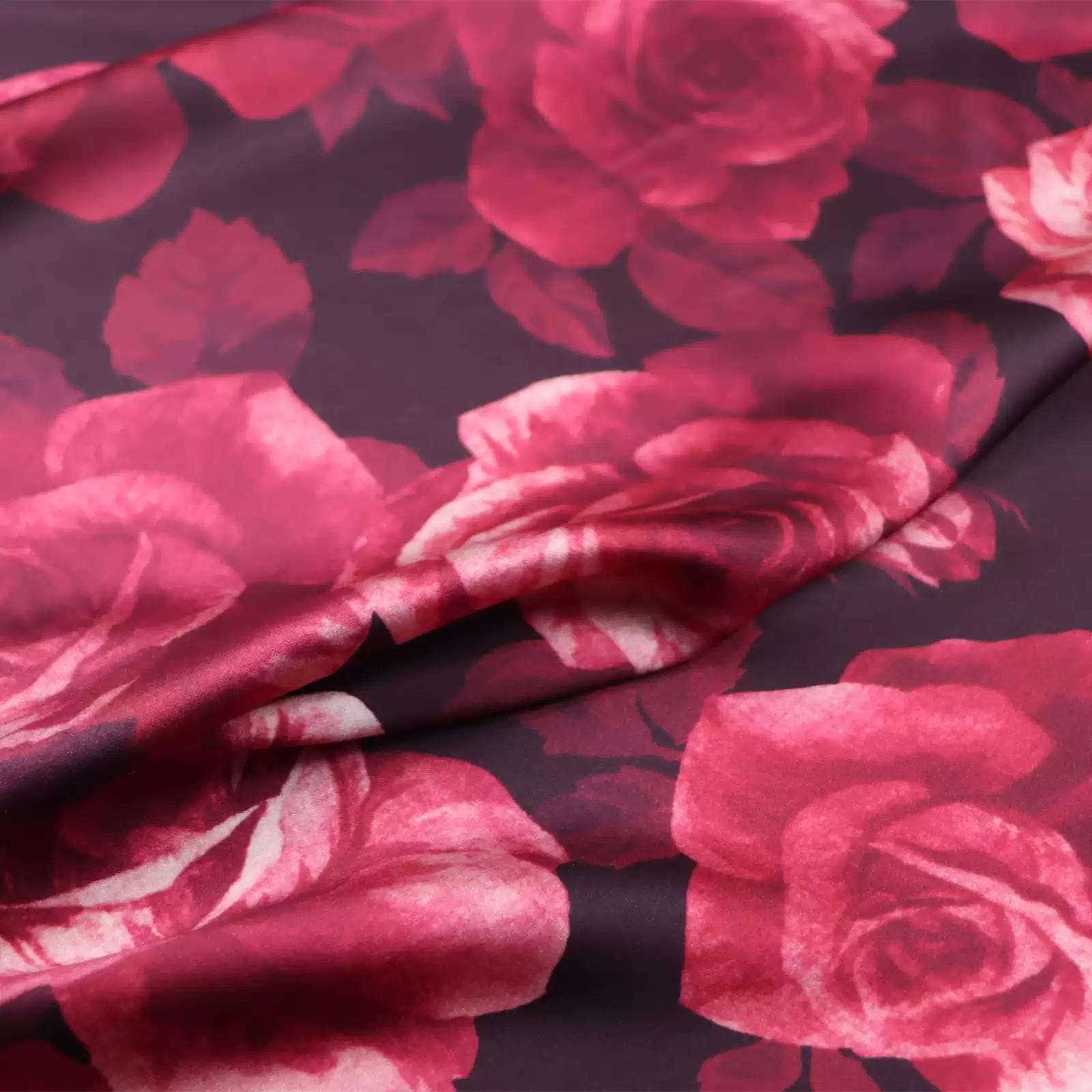 JFHMGU - 16 momme Floral Print Charmeuse Silk Satin Fabric - 140cm wide by the Yard