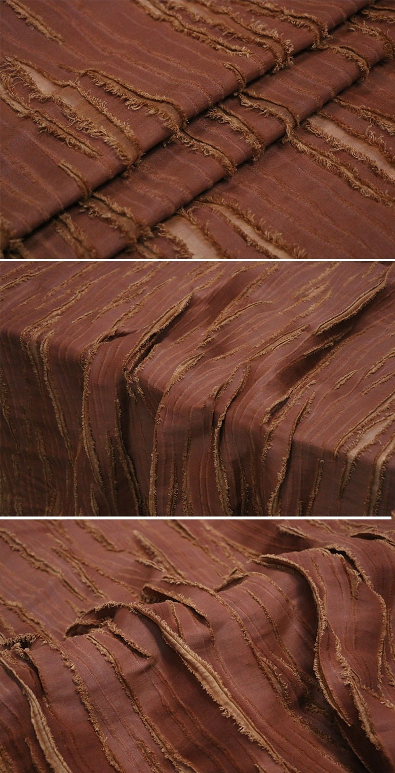 HONGLIANG - Handmade Plant Dye HongYunSha Special Cut Flower Silk Linen Fabric - By the Yard