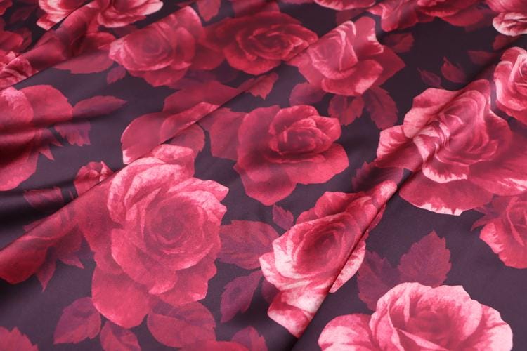 JFHMGU - 16 momme Floral Print Charmeuse Silk Satin Fabric - 140cm wide by the Yard